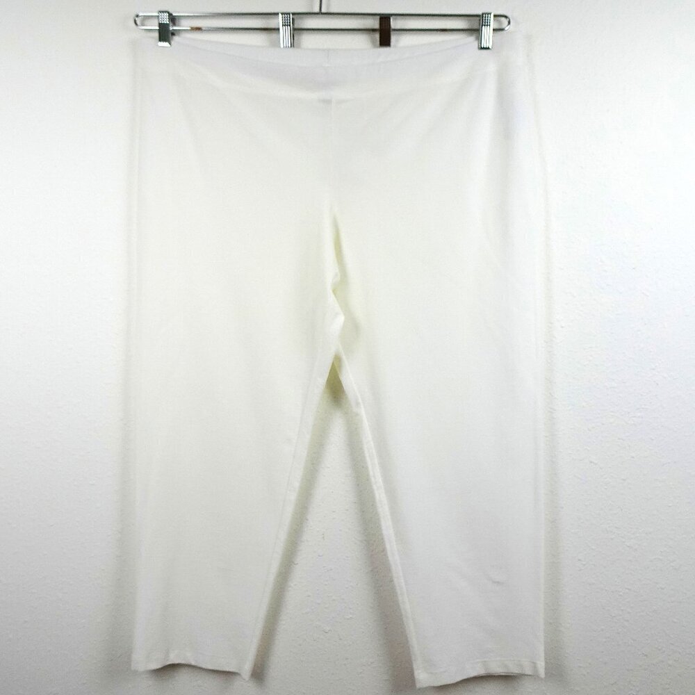 Eileen Fisher Slim Ankle Pants Women's Plus Size 3X White Washable Stretch